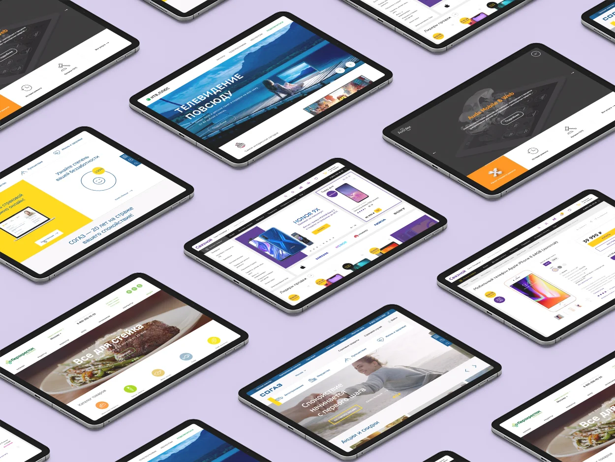 Client work from the agency years — a field of sites and campaigns